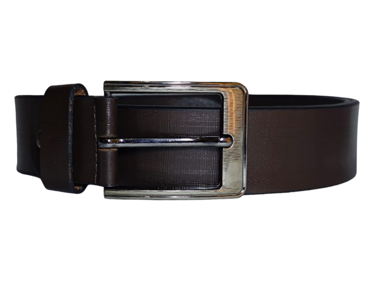 Formal leather belt polished buckle view 4