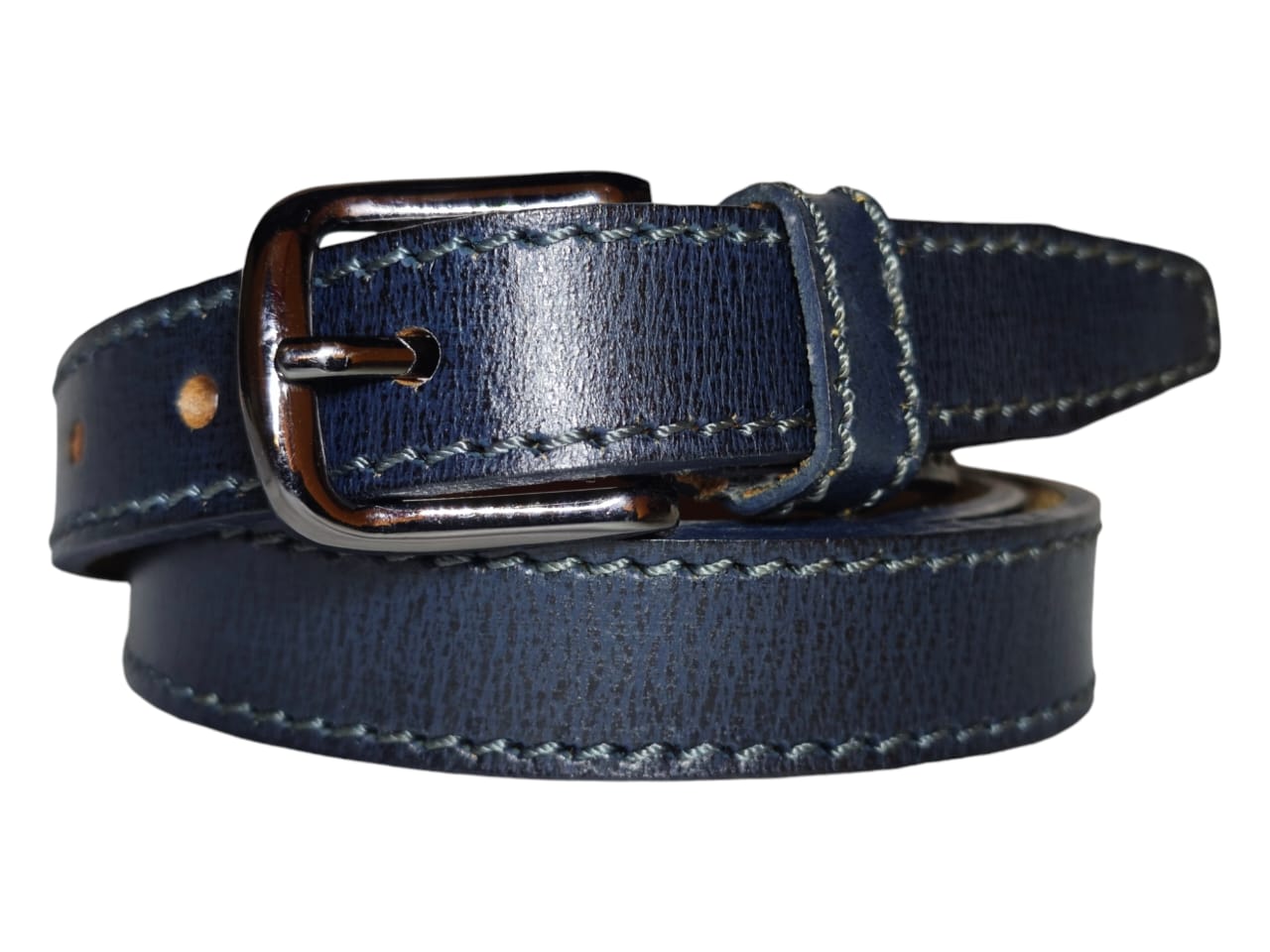 Ladies leather belt slim profile view 3