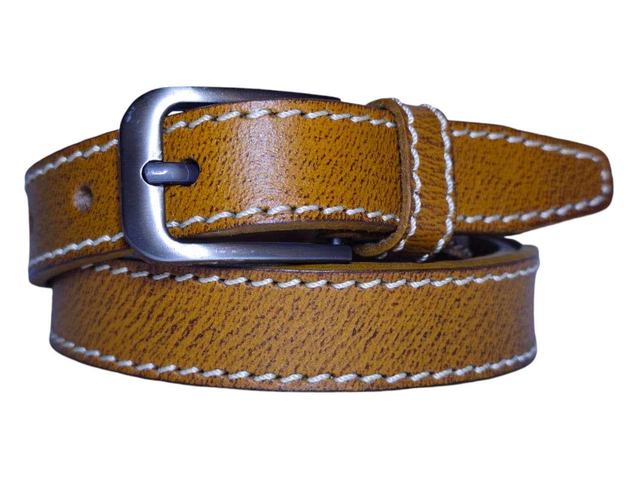 Ladies leather belt slim profile view 4